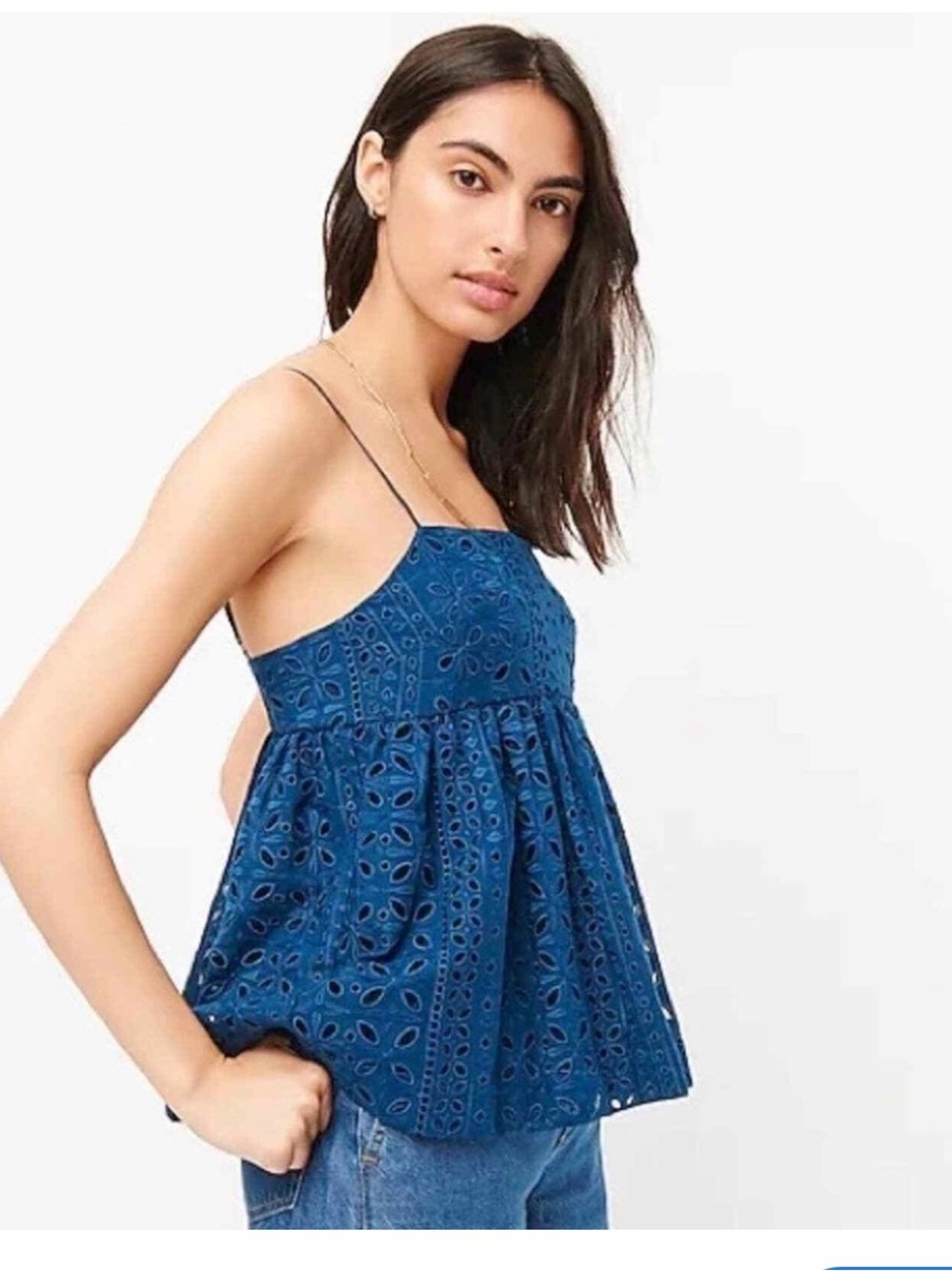 J. Crew Royal Blue Eyelet Camisole with Spaghetti Straps